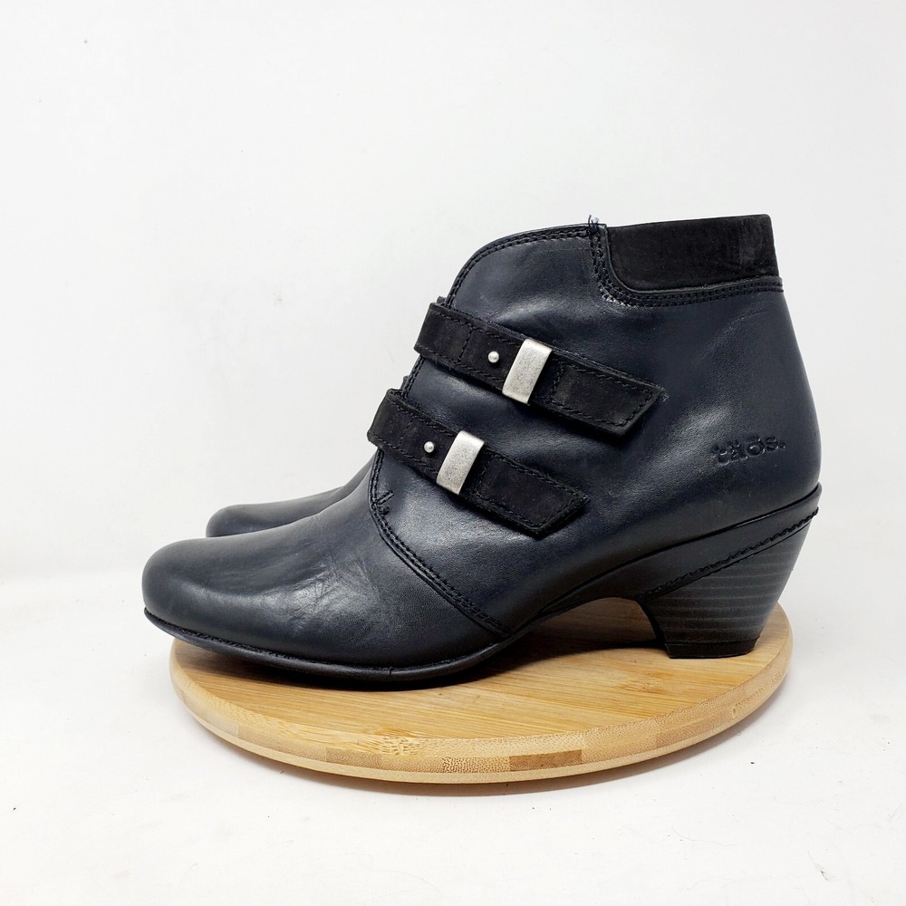 Taos Boots Womens 40 Alto Ankle Black Leather Boho Straps Moto Victorian Shoes